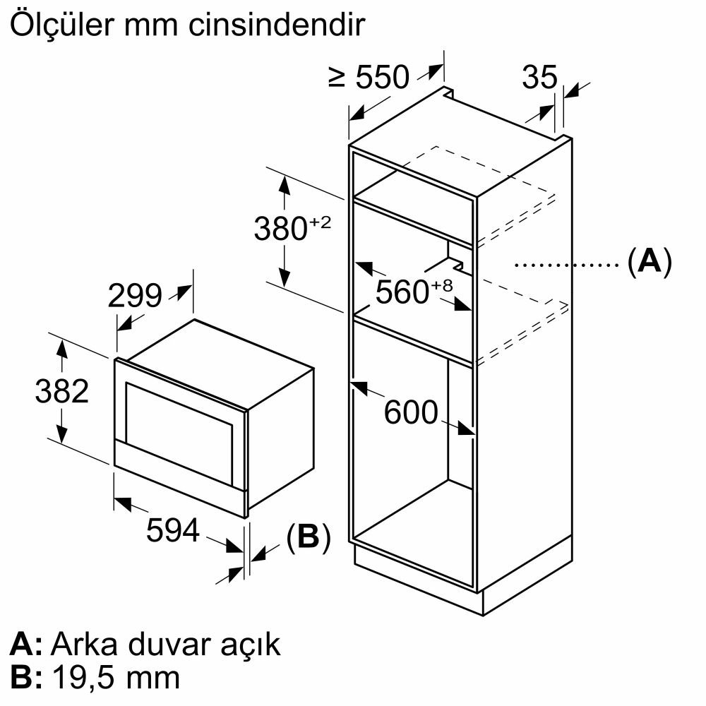 Bosch BEL7321B1 21 lt Ankastre Mikrodalga Fırın (İZMİR VE MANİSA TESLİMAT)