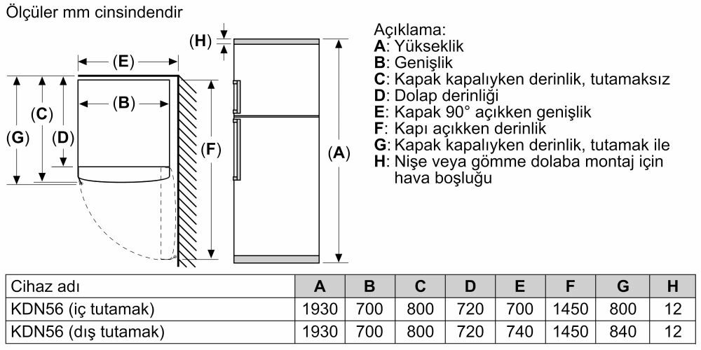 Bosch KDN56XWE0N Çif Kapılı No Frost Buzdolabı (İZMİR VE MANİSA TESLİMAT)