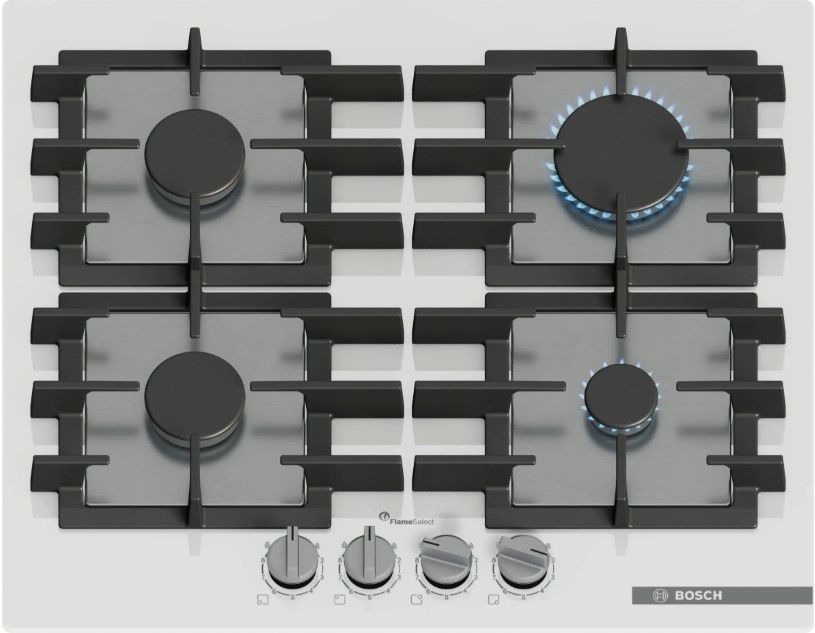 BOSCH PPP6A2I40O Serie 6 Gazlı Ocak 60 cm Sert cam, Beyaz (SADECE İZMİR İÇİ TESLİMAT)