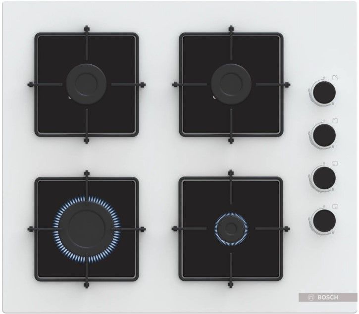 POP6C2P31L Serie | 2 Gazlı Ocak 60 cm Sert cam, Beyaz (SADECE İZMİR İÇİ TESLİMAT)