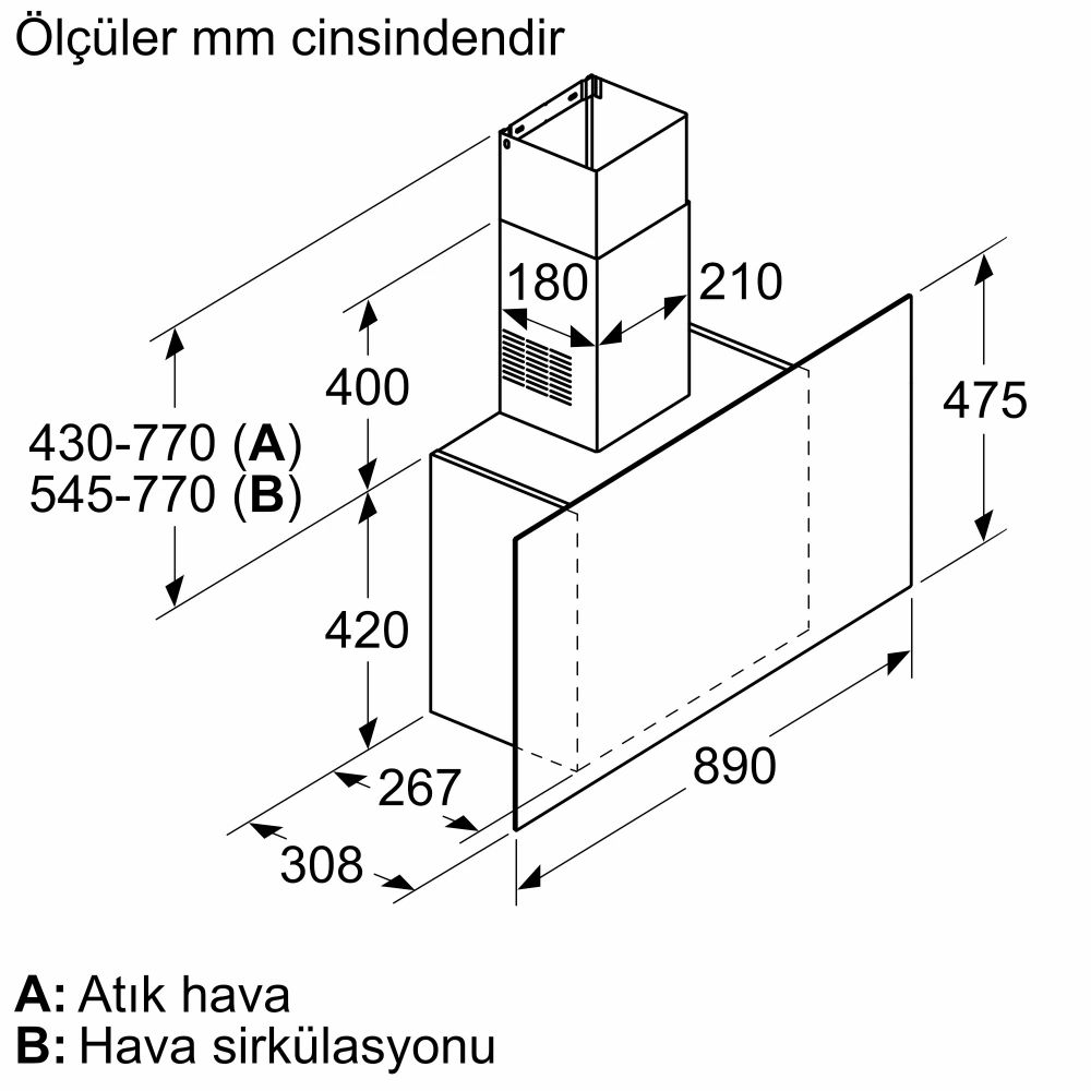 Serie 4 Duvar Tipi Davlumbaz 90 cm Beyaz Cam Yüzey DWF95AJ20T (İZMİR VE MANİSA TESLİMAT)