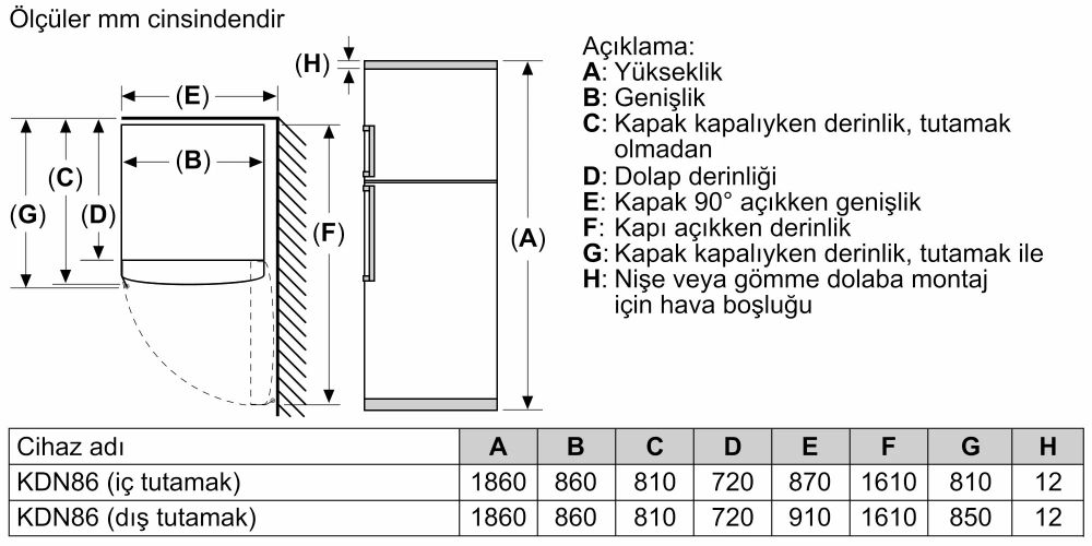 Serie 4 Üstten Donduruculu Buzdolabı 186 x 86 cm Beyaz KDN86XWE0N (İZMİR VE MANİSA TESLİMAT)