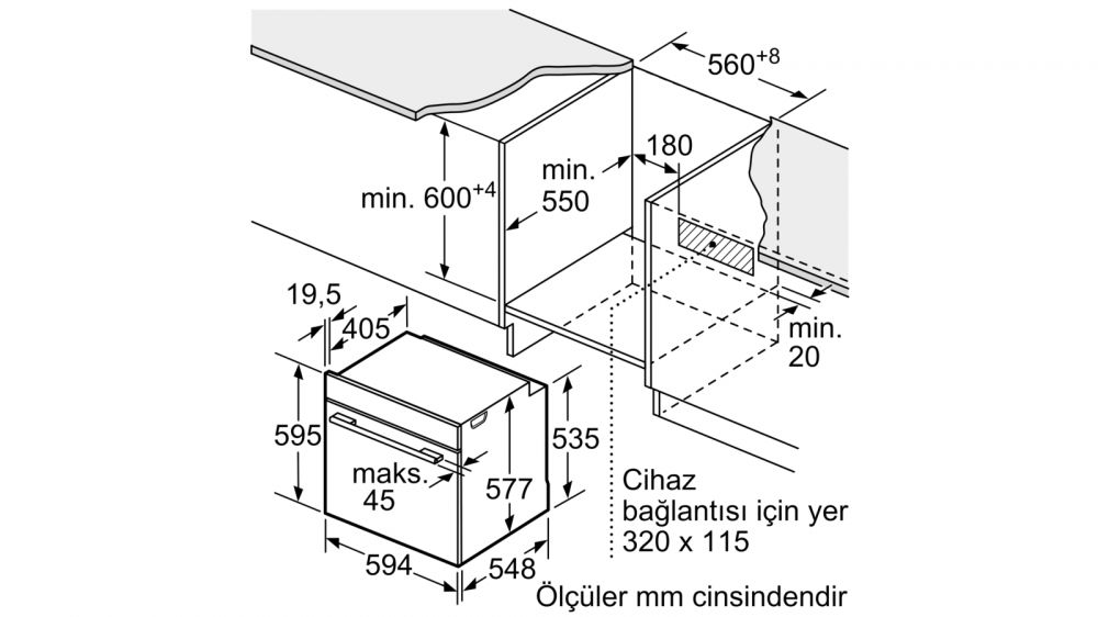 Serie | 8 Ankastre Fırın 60 x 60 cm Paslanmaz çelik HBG655NS1 (SADECE İZMİR İÇİ TESLİMAT)