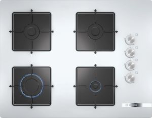 Serie | 2 POP7C2O12O Gazlı Ocak 67 cm Sert cam, Beyaz