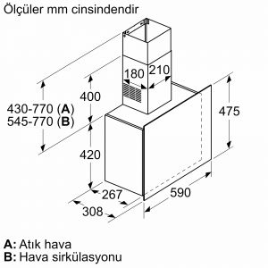 Serie | 6 Duvar Tipi Davlumbaz 60 cm Siyah Cam Yüzey DWF67AK60T (İZMİR VE MANİSA TESLİMAT)